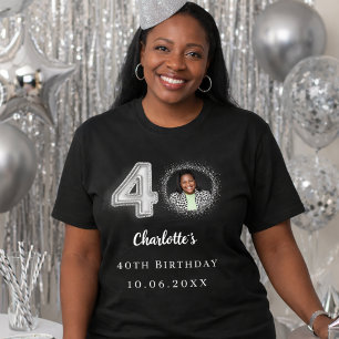 T-shirt 40e anniversaire noir argent photo