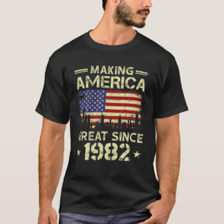 T-shirt 40E Anniversaire Vintage Fabriquer le drapeau amér