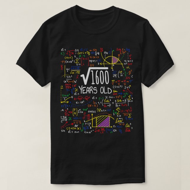 T-shirt 40ème Anniversaire Racine Carré De 1600 Mat 40 Ans (Design devant)