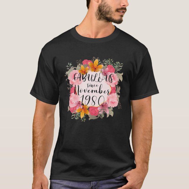T-shirt 41St Birthday Fabulous Since Novembre 1980 (Devant)