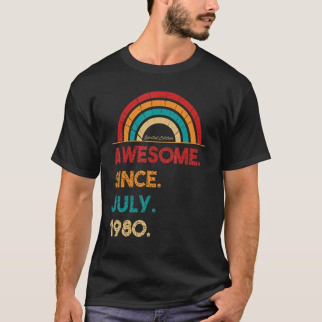 T-shirt 42 ans Awesome depuis juillet 1980 42e anniversair (Devant)