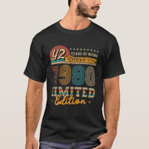 T-shirt 42 ans Vintage 1980 Edition Limitée Idée cadeau 4