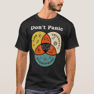 T-shirt 42 Dont Panic Life Universe Tout Hitchhiker 