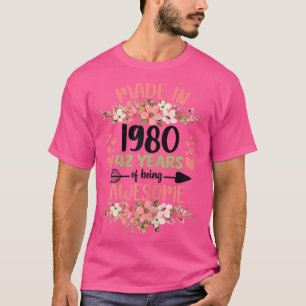 T-shirt 42 Years Old 42nd Birthday Born in 1980 Women Girl