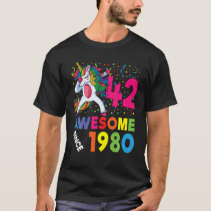 T-shirt 42Nd Birthday Dabbing Unicorn Party Gift 42 Years