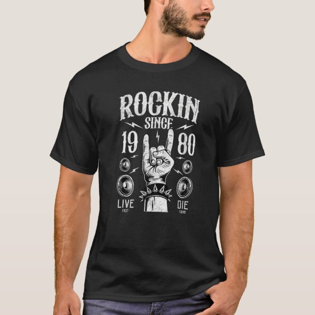 T-shirt 43 Ans Anniversaire Rockin Depuis 1980 Classic Roc (Devant)