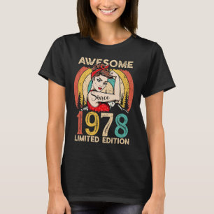 T-shirt 44ème anniversaire vintage pour les femmes stupéfi