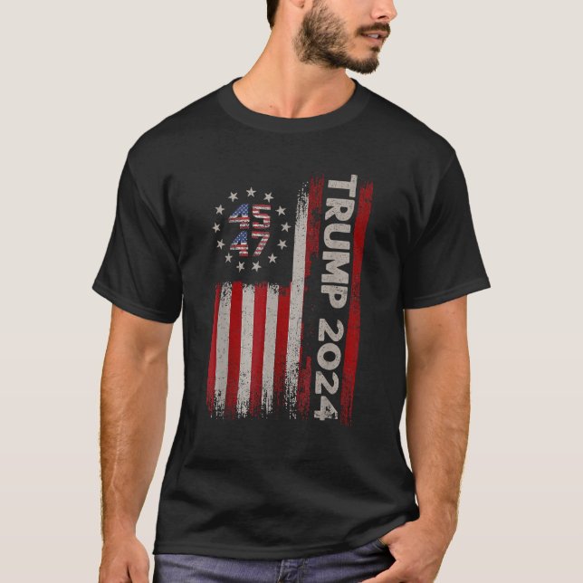 T-shirt 45 47 Donald Trump 2024 Élection du drapeau améric (Devant)
