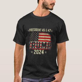 T-shirt 45 47 Trump 2024 - Chemise du drapeau américain