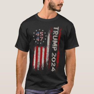 T-shirt 45 47 Trump 2024 - Drapeau américain