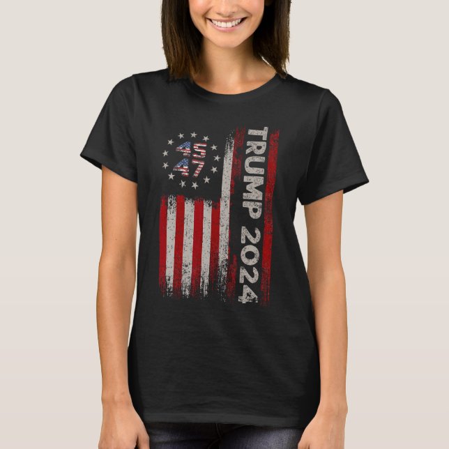 T-shirt 45 47 Trump 2024 Drapeau américain 1 (Devant)