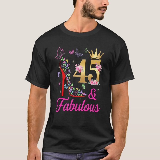 T-shirt 45 & Fabuleux 45 Ans 45ème Anniversaire Papillons  (Devant)