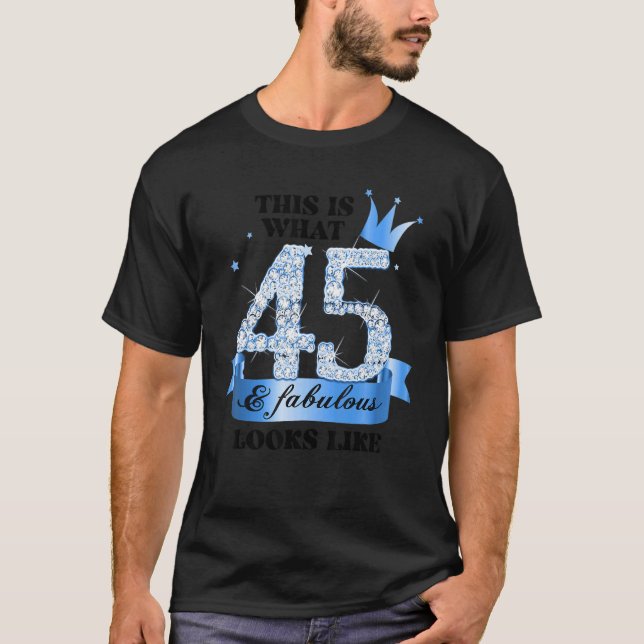T-shirt 45 & Fabulous I Blue White Party Group Candid Phot (Devant)