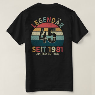 T-shirt 45. Geburtstag Legendär Seit 1981 Jahrgang