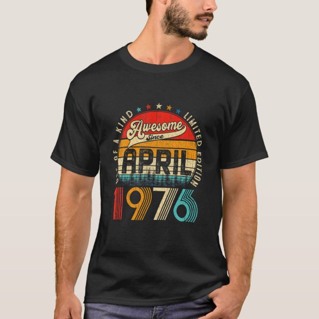 T-shirt 45E Anniversaire Décorations Avril 1976 Hommes Fem (Devant)