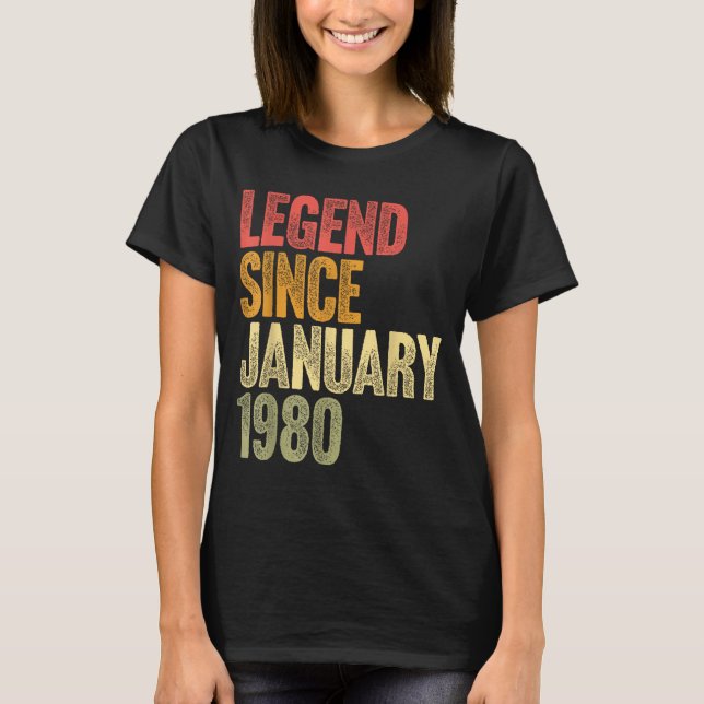 T-shirt 46 Year Old Legend Since January 1980 Retro 46th B (Devant)