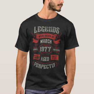 T-shirt 46e anniversaire Légendes sont nées en mars 1977