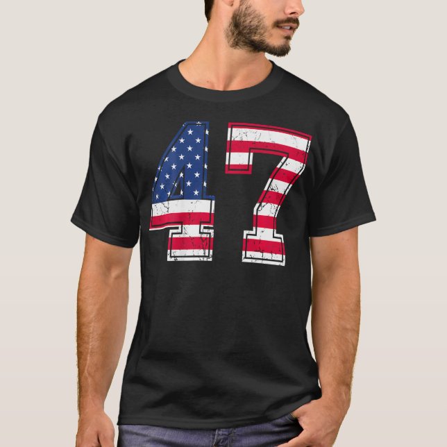 T-shirt 47 Anniversaire Chemise Usa Drapeau Sports Équipe  (Devant)