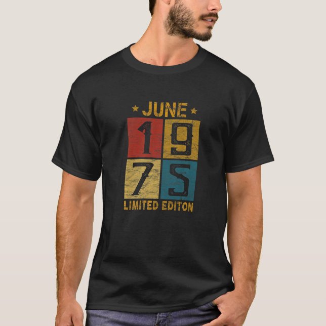 T-shirt 47 Anniversaire Juin 1975 Né En 1975 47 Ans Bd (Devant)