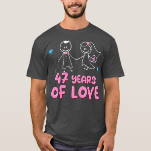 T-shirt 47 Ans D'Amour Couples 47e Anniversaire Mariage