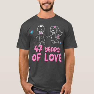T-shirt 47 Ans D'Amour Couples 47e Anniversaire Mariage