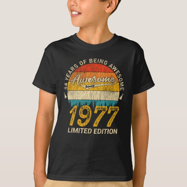 T-shirt 48 Ans 1977 Retro Awesome 48e anniversaire Cadeau (Devant)