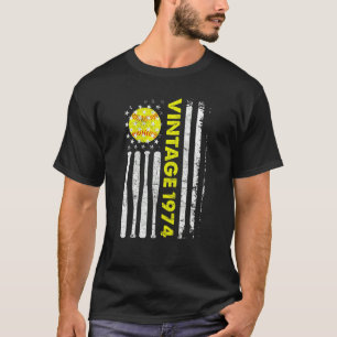 T-shirt 48 ans Vintage 1974 Drapeau américain 48e annivers