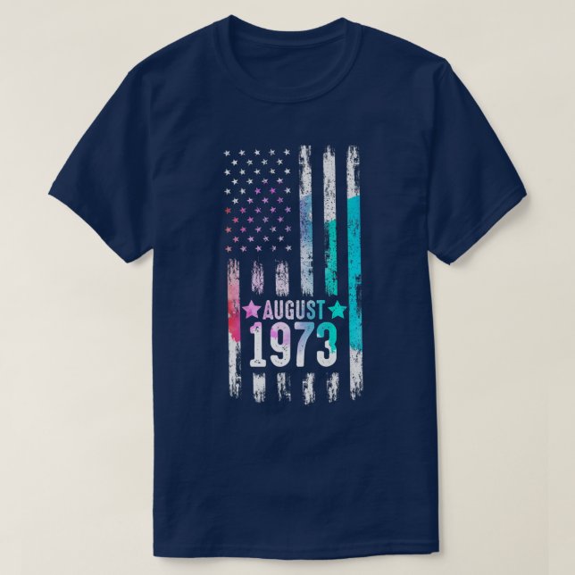 T-shirt 49 ans, 1973 drapeau américain 49e anniversaire  (Design devant)