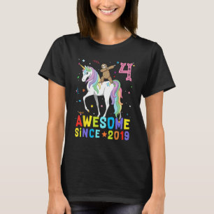 T-shirt 4 Ancien Dab Sloth équitation Unicorn 2019 4e nais