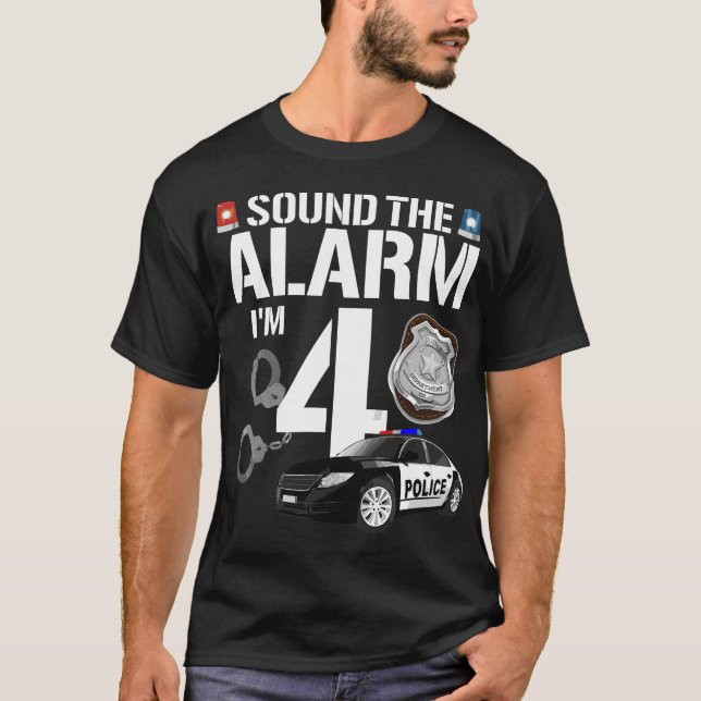 T-shirt 4 Anniversaire de la police Officier Cop Voiture 4 (Devant)