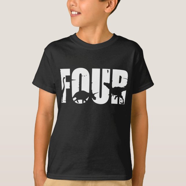 T-shirt 4 Anniversaire Garçon Dinosaur T Rex Cadeau 4e B (Devant)