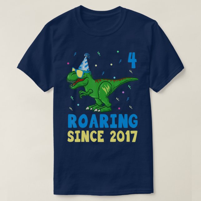 T-shirt 4 Ans 4E Anniversaire Garçons Dinosaur Enfants (Design devant)
