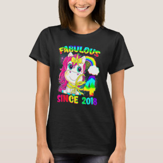 T-shirt 4 Ans 4e Anniversaire Unicorn Girl Fabulous Sin
