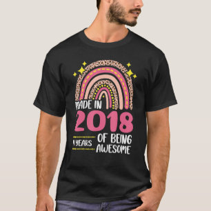 T-shirt 4 Ans 4ème Anniversaire Né En 2018 Femmes Filles