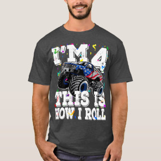 T-shirt 4 Ans Anniversaire Cadeau Garçon Monster Camion 4e