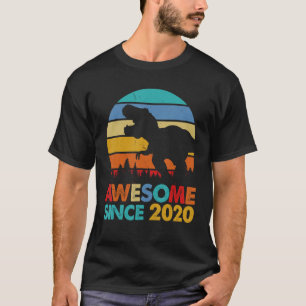 T-shirt 4 Ans Garçon 4e Anniversaire Dinosaur Awesome Sinc