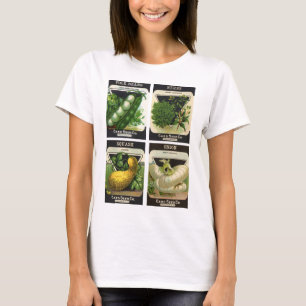 T-shirt 4 conceptions d'étiquettes de paquets de semences 