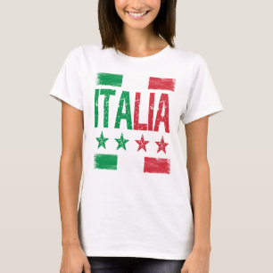 T-shirt 4 étoiles Italia avec drapeau italien en détresse