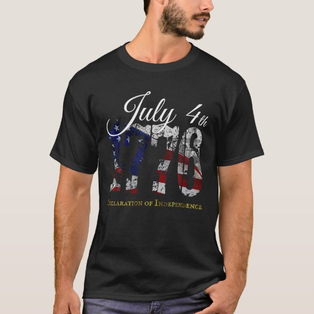 T-shirt 4 juillet 1776 Déclaration d'indépendance Retro Am (Devant)