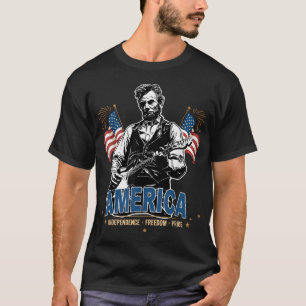 T-shirt 4 juillet Abe Lincoln jouant de l'électrique