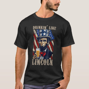 T-shirt 4 juillet Abraham Lincoln Lunettes de soleil Ameri