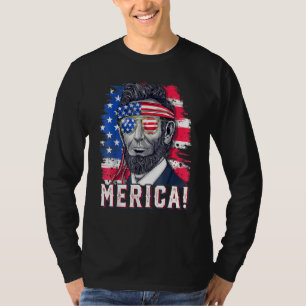 T-shirt 4 juillet Abraham Lincoln Lunettes de soleil Ameri