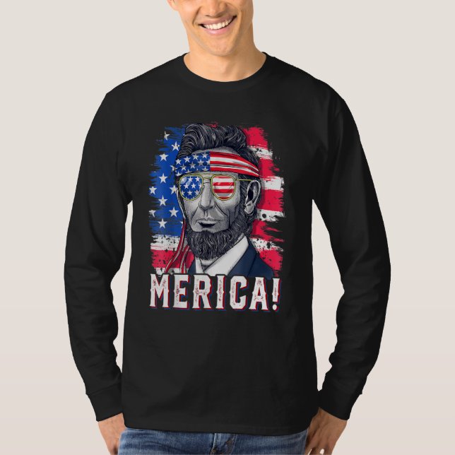 T-shirt 4 juillet Abraham Lincoln Lunettes de soleil Ameri (Devant)