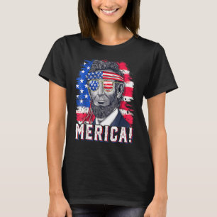 T-shirt 4 juillet Abraham Lincoln Lunettes de soleil Ameri