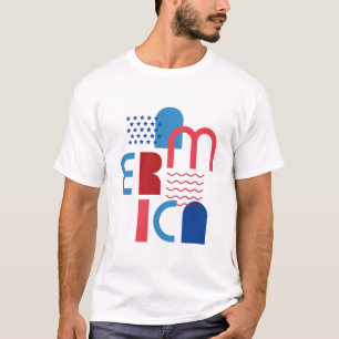 T-shirt 4 juillet Amérique géométrique