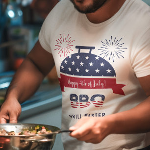 T-shirt 4 juillet barbecue barbecue maître barbecue rouge 