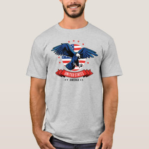 T-shirt 4 juillet Bold Eagle drapeau américain Couleurs
