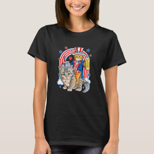 T-shirt 4 juillet Cat Independence Day Patriot Usa