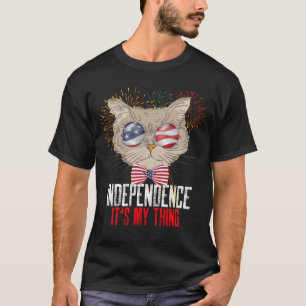 T-shirt 4 juillet Chat et Funny Fête de l'Indépendance T-s