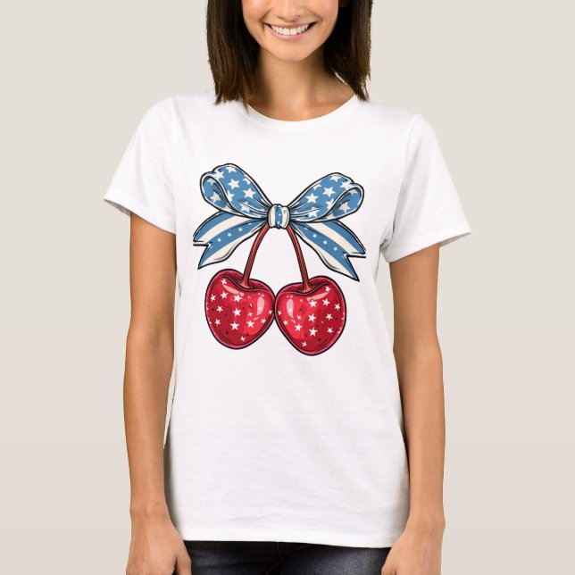 T-shirt 4 juillet Coquette Cerry Bow (Devant)